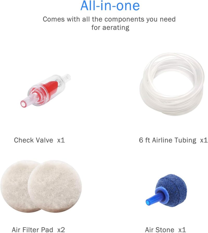 AquaMiracle Aquarium Air Pump - Quiet Fish Tank Bubbler Kit for Optimal Aeration | All-in-One Design