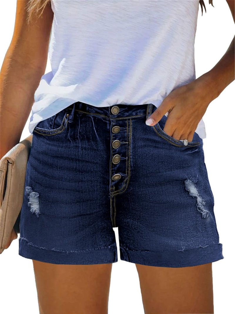 MixShe Womens Clothes Cowgirl Outfits Skorts for Women with Pockets Women's Denim Shorts Dark Blue Large