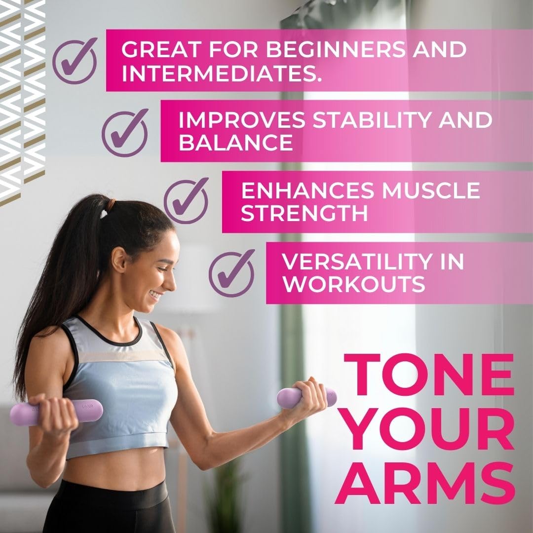 Swiss Activa+ Premium dumbbells - 3 lb Weights for Women Set of 2 - weights for women at home - small weights for yoga - hand weights sets for women - 3 pound bars - dumbbells - pilates womens weights