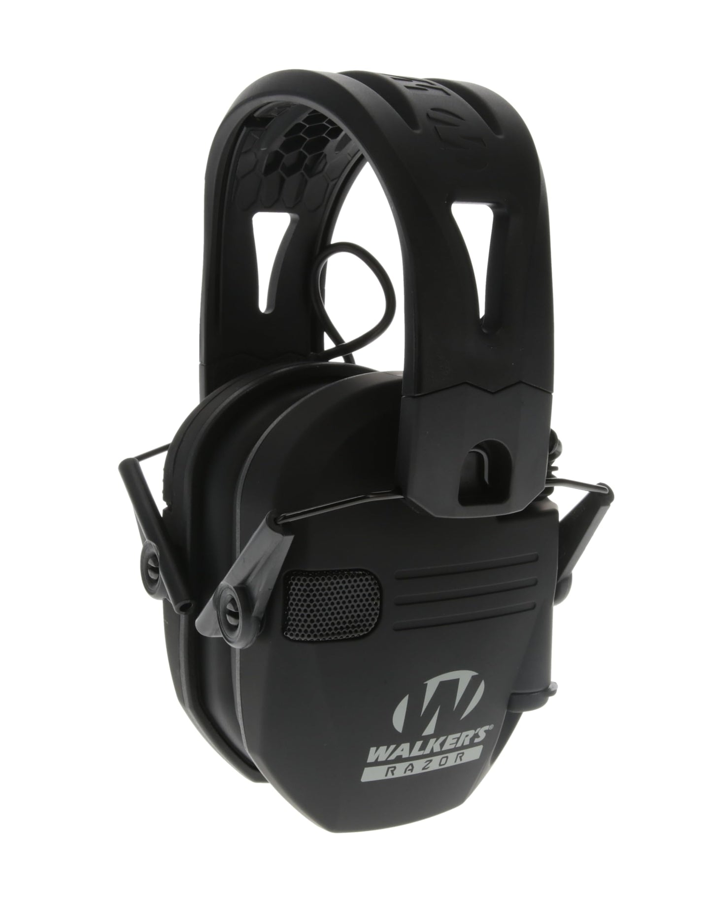 WALKER'S Razor Tacti-Grip Slim Electronic Muff - 23dB NRR Compact Collapsible Non-Slip Headband Hunting Shooting Hearing Protection Earmuffs w/ 2 AAA Batteries, Black