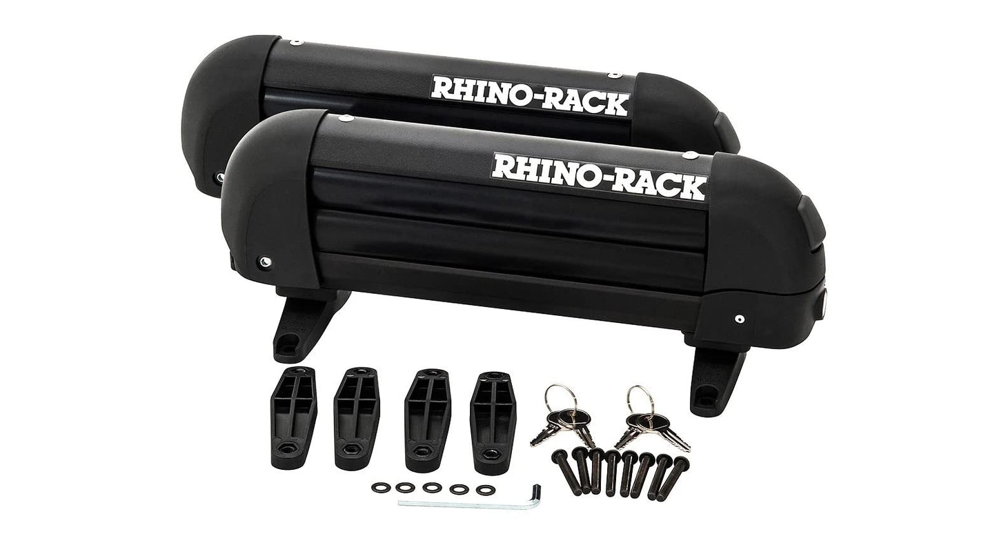 Rhino-Rack Ski & Snowboard Carrier Bundle with 71" Vortex Aerodynamic Roof Rack Cross Bars for Vehicles