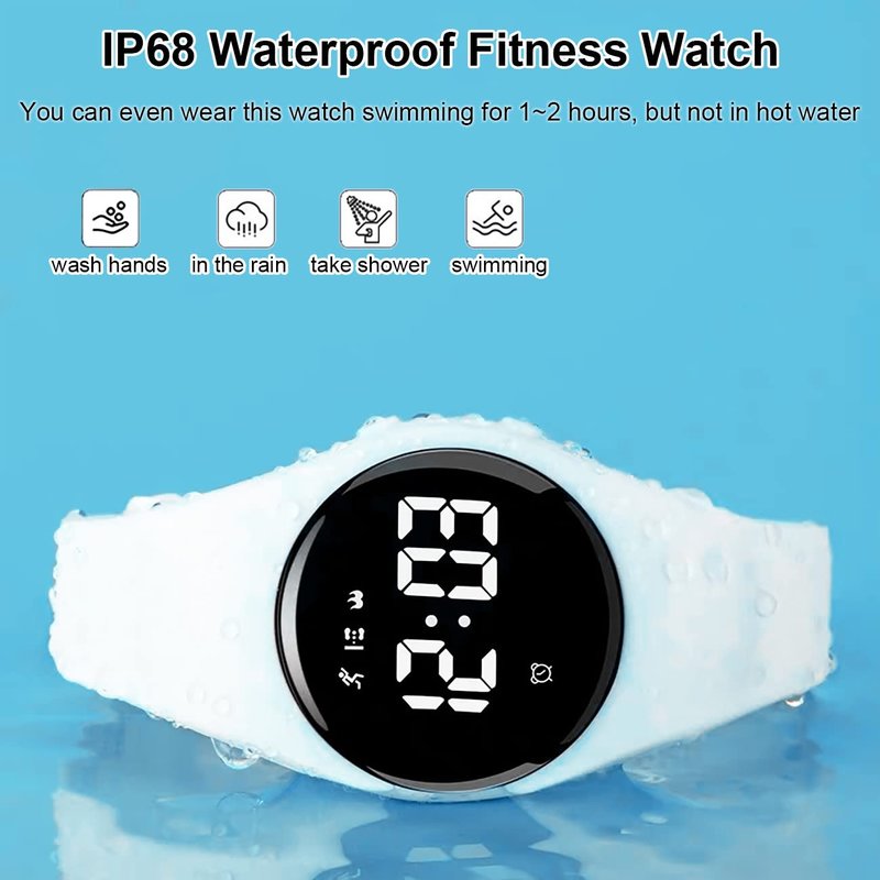 Kids Pedometer Fitness Watch without App/Bluetooth, Rechargeable Sports Watch with 21-Day Battery Life, IP68 Waterproof Watch with Alarm Clock Timer Step/Distance/Calorie Counter for Kid Boys Girls