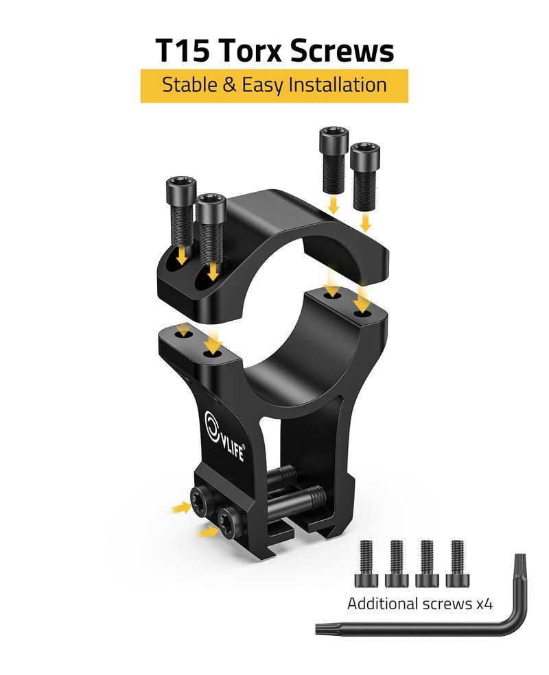 CVLIFE 1 inch Dovetail Scope Rings Mount for 3/8 inch or 11mm Dovetail Rails - High Profile 1" Rifle Scope Mount with See Through Base - 2 Pieces