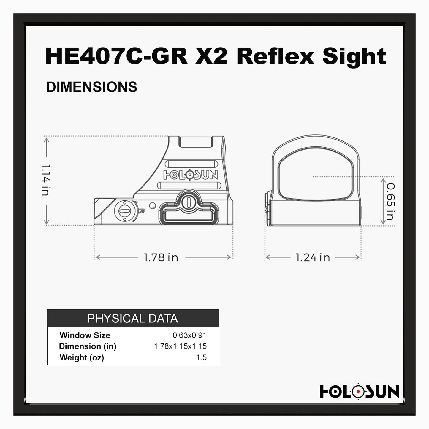 HOLOSUN HE407C-GR X2 Green 2 MOA Dot Open Reflex Sight - Durable Shake-Awake Solar Failsafe Parallax-Free Aluminum Pistol Sight for Full-Sized Handguns