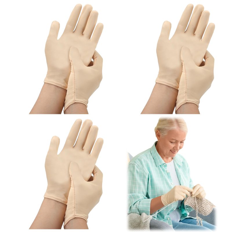 Chicingyou 3 Pairs Elderly Skin Thin Protector Gloves Full Finger Protective Gloves Bruise Abrasion Protective Cover Bruising(Skin,M)