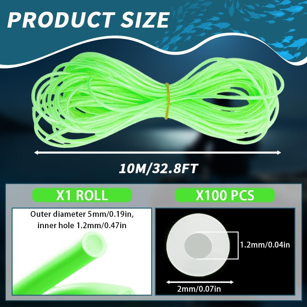 Luminous Fishing Beads & Luminous Tube Line Luminous Rigging Tube Fishings Angling Glow Tubing Tool for Fishing Rigs
