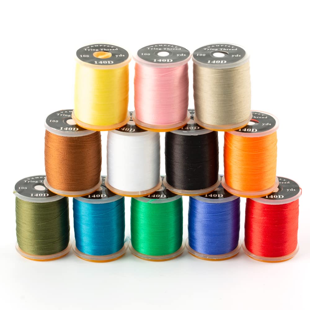 HERCULES 140D Fly Tying Thread 12 Colors Non Waxed Fly Tying Wires Materials Kits Fly Tying Tieing Supplies for Dry Wet Flies (12 Colors)