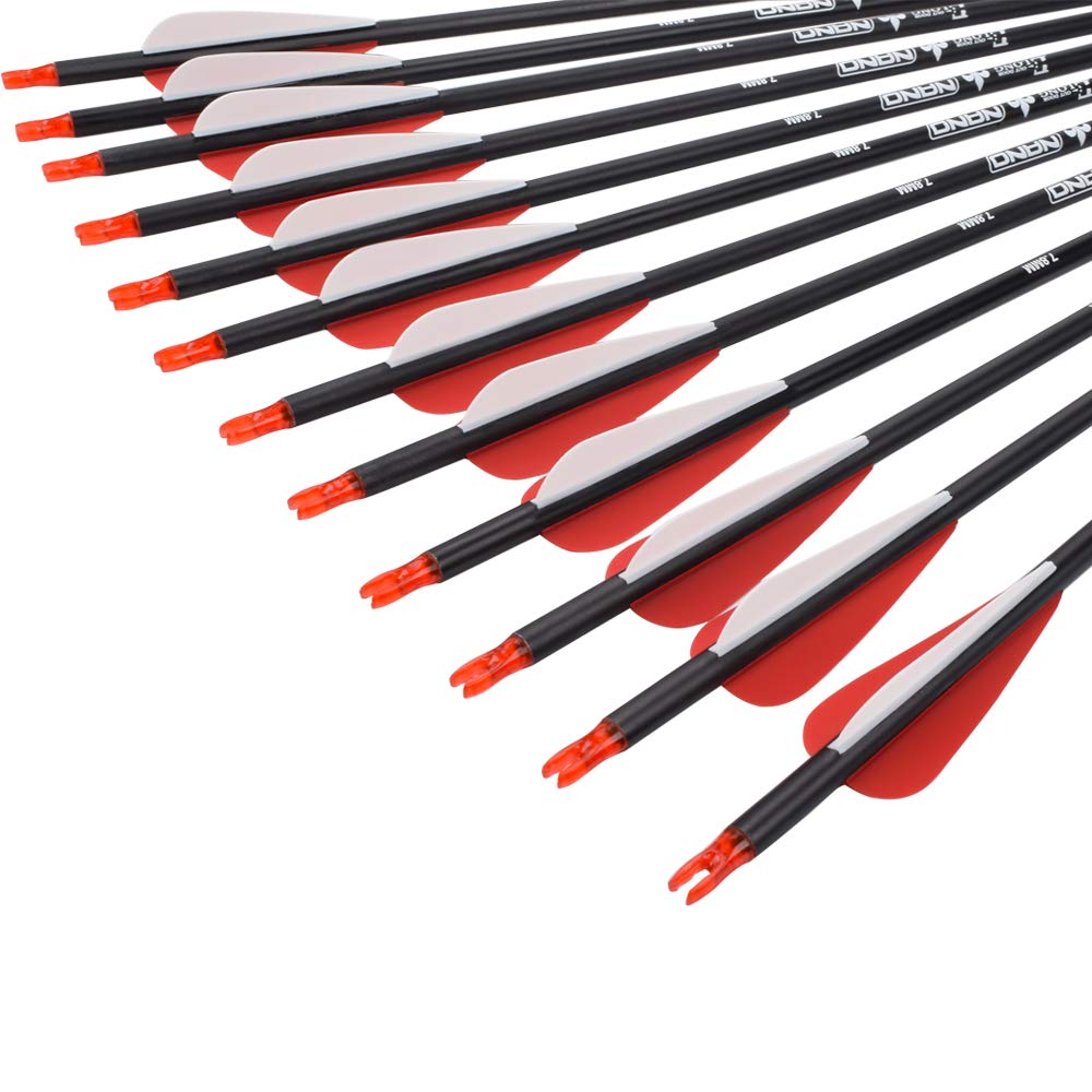 Archery Carbon Arrow Hunting Target Practice Arrows 28 Inch with Removable Tips for Compound & Recurve Bow 500 Spine 6PCS