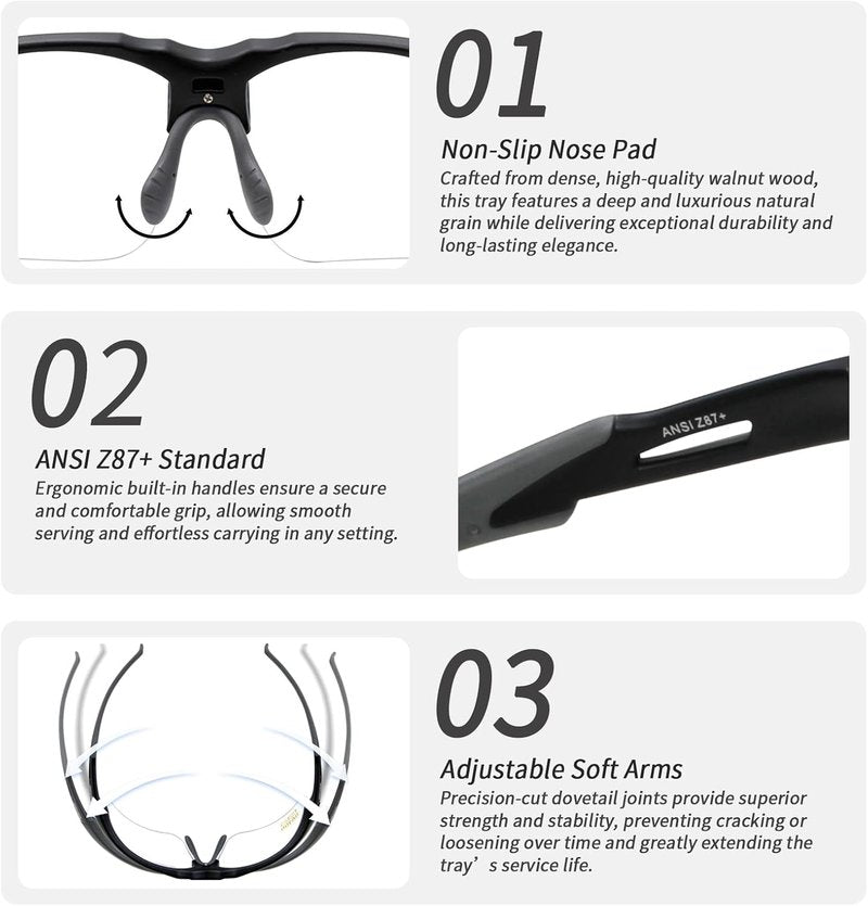 YIFAN Anti-Fog Scratch-Resistant Pickleball Glasses - Black Wrap-Around Frame | 100% UV Protection | Adjustable Arms