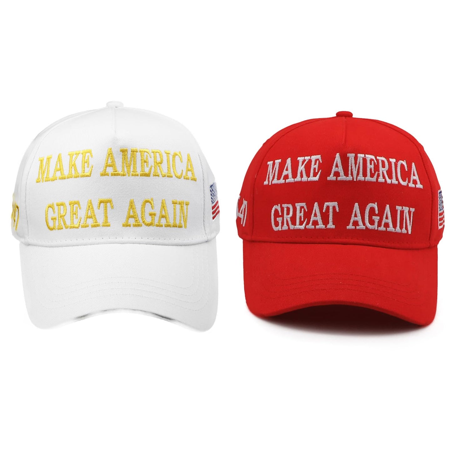 Nigua MAGA Hat, 2PCS 45-47 Trump 2024 Hat Make America Great Again Slogan Baseball Cap