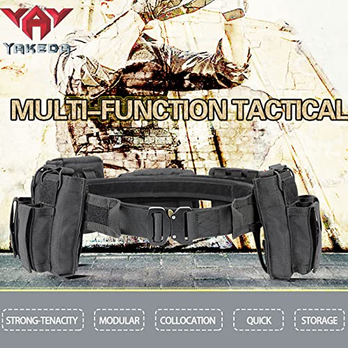 YAKEDA Tactical Battle Belt, Quick Release 1.75 inch Duty Belts Law Enforcement Airsoft Utility Belt with Accessories Pouches (CP)