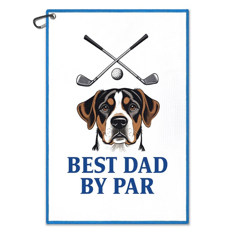 Juoqg Best Dad By Par Golf Towel, Funny Golf Bag Towel with Clip, Dog Lover Golfing Accessories, Father Christmas Retirement Birthday Gifts for Dog Dad Lover Golfer, Golfing Gifts for Pet Owner Friend