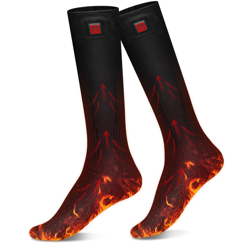 Heated Socks,7.4V 3200mAh Rechargeable Electric Socks for Men Women with 3 Heating Levels, Thermal Socks with Button Control for Ski Hunting Cycling Camping Hiking(Black)
