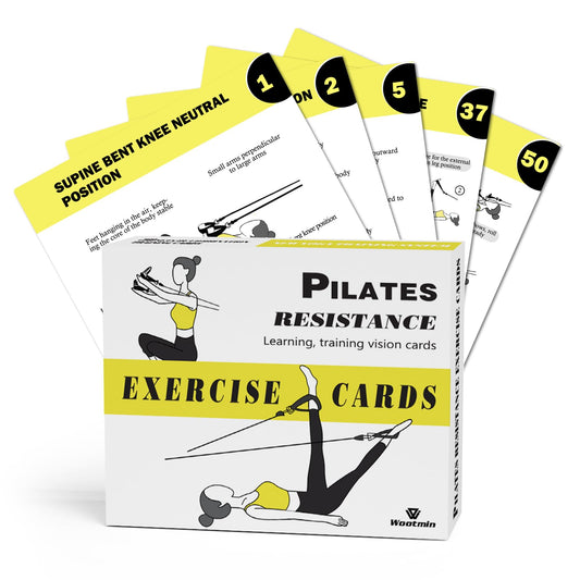 WOOTMIN Pilates Workout Cards - Your Ultimate Guide to Pilates Resistance Band Training at Home. Fitness Card Pack for Beginners, Includes Comprehensive Workout Routines.