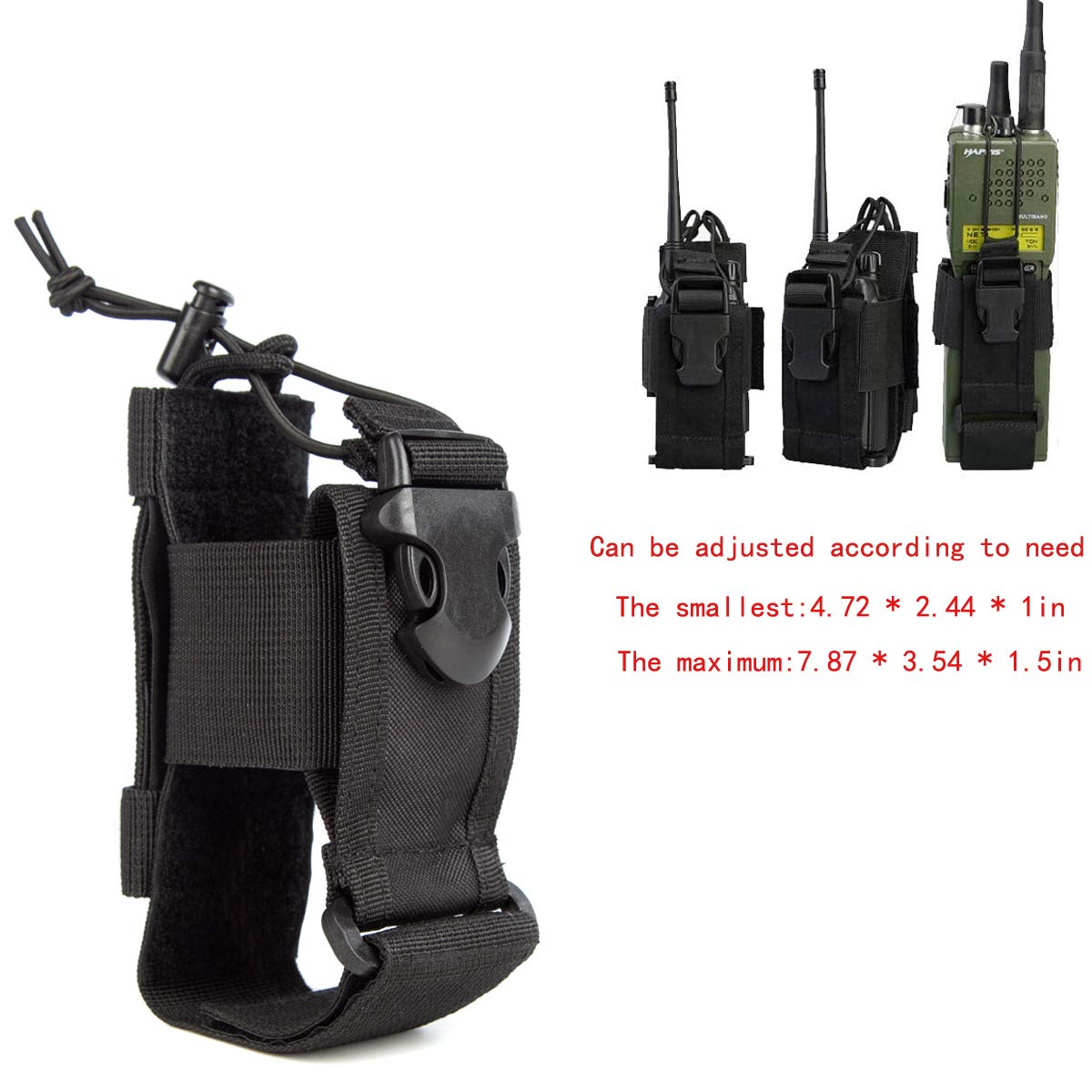 LUITON Tactical Molle Radio Pouch - Heavy Duty Holster Bag for Two-Way Walkie Talkies - Compatible with Bags/Packs/Duffels (Black)