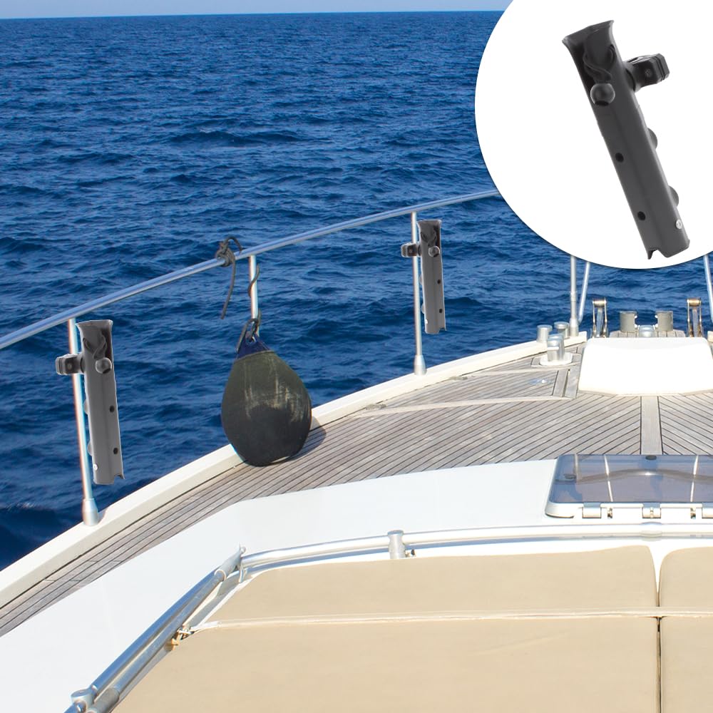 2 Pcs Adjustable Fishing Rod Holder, Spinning Plastic, Pole inserter for Boat Kayak Fishing, Black
