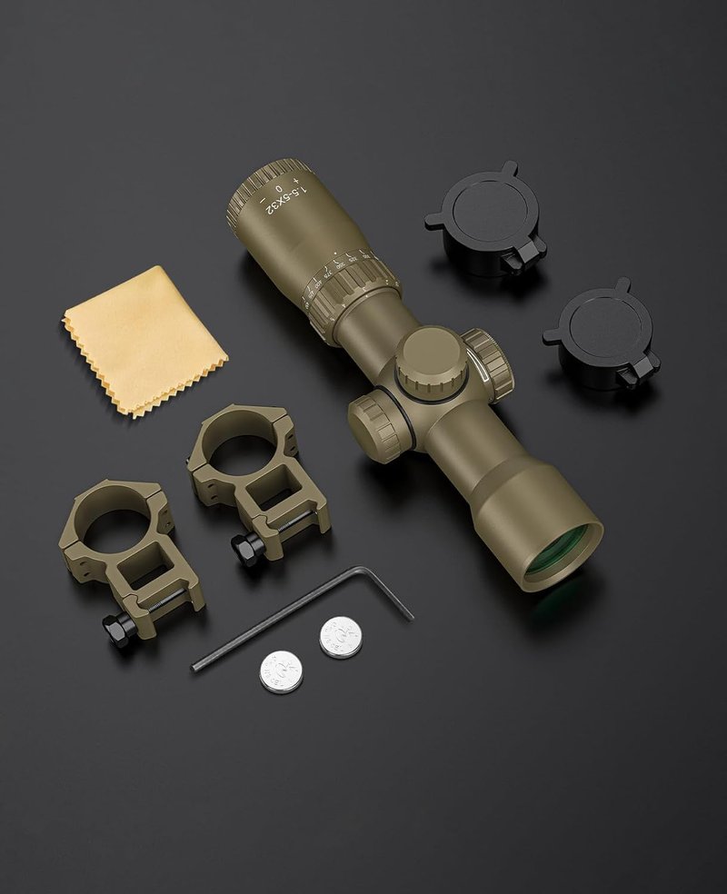 CVLIFE Crossbow Scope - 1.5-5x32 Etched Glass Reticle | Red Green Illumination, 20-100 Yards