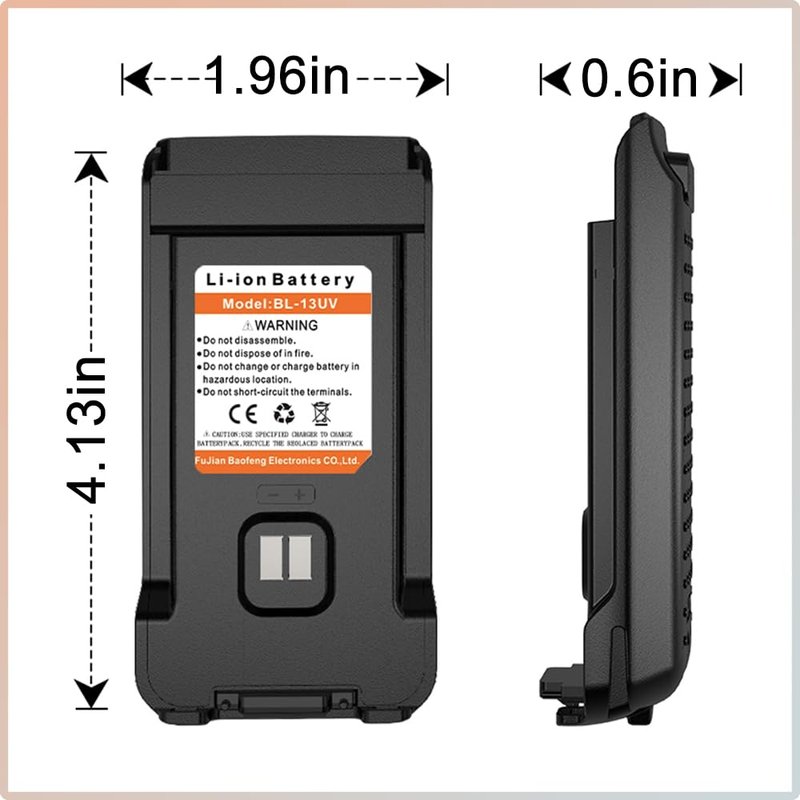 BAOFENG BL-13UV Original Battery USB-C Charging Enlarge Li-ion Battery Rechargeable DC7.4V for GM-15 Pro UV-13 Pro P15UV for TYT UV88 UV98