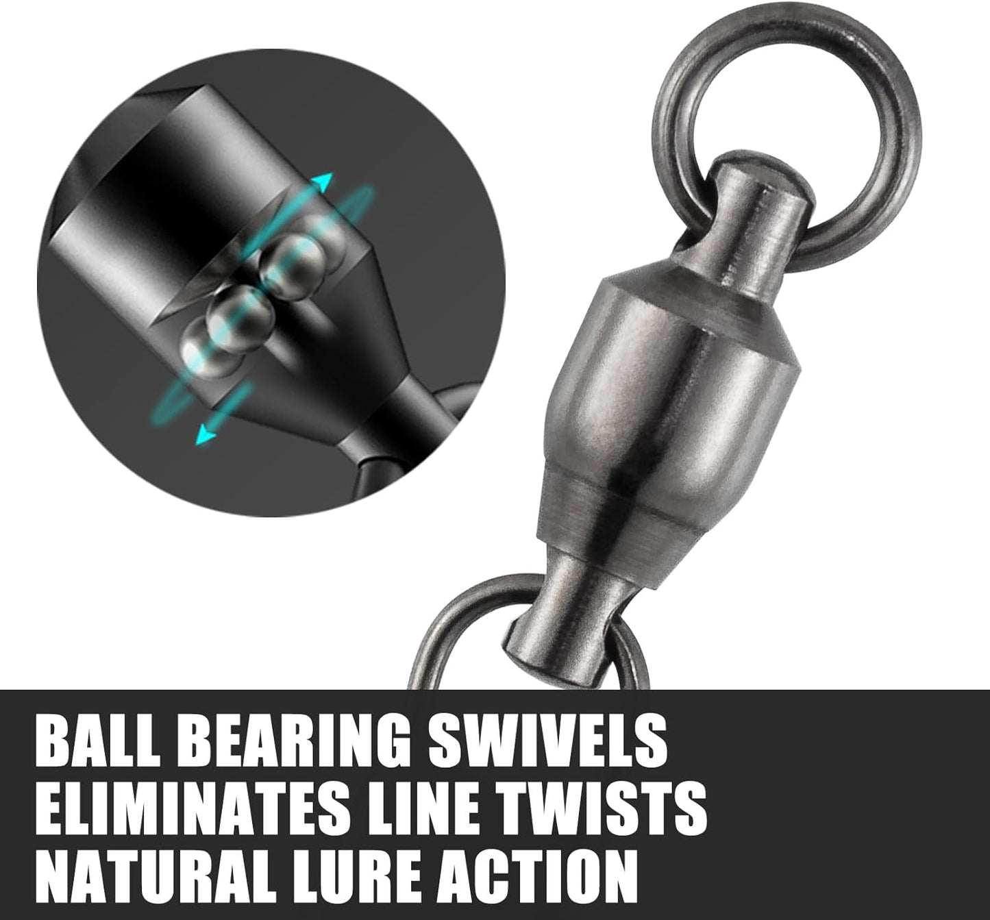 Dr.Fish 30 Pack Fishing Swivels - Stainless Steel Ball Bearing Clips for Saltwater & Freshwater | Interlock Snap Connector