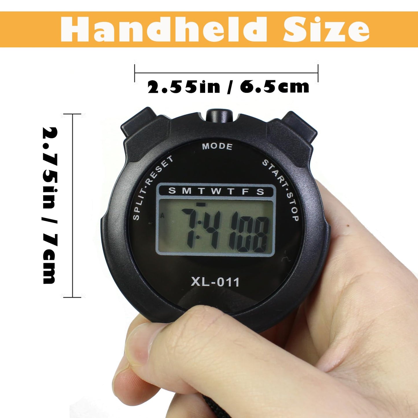 16-Pack Multi-Function Electronic Digital Sport Stopwatch Timer, Large Display with Date Time and Alarm Function, Sports Coaches Fitness Coaches and Referees Black