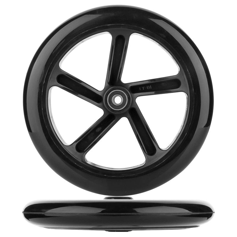 AOWESM 8 Inch Scooter Wheels 200mm Large Replacement Wheelchair Wheels w/Bearings ABEC-9 for Walker & Rollator & The Razor A5 Lux & Carbon Lux Kick Scooter & Shopping Cart (Set of 2) (Black)