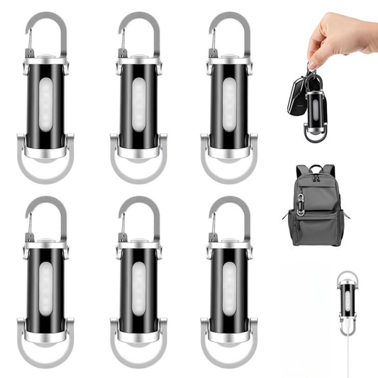 KVEKVE Portable Rechargeable Bright Keychain Flashlight, Mini Keychain Flashlight with 7 Light Modes, Set with Type-C Port, for Outdoor Emergency, Camping, Hiking, Home Use (6pcs)