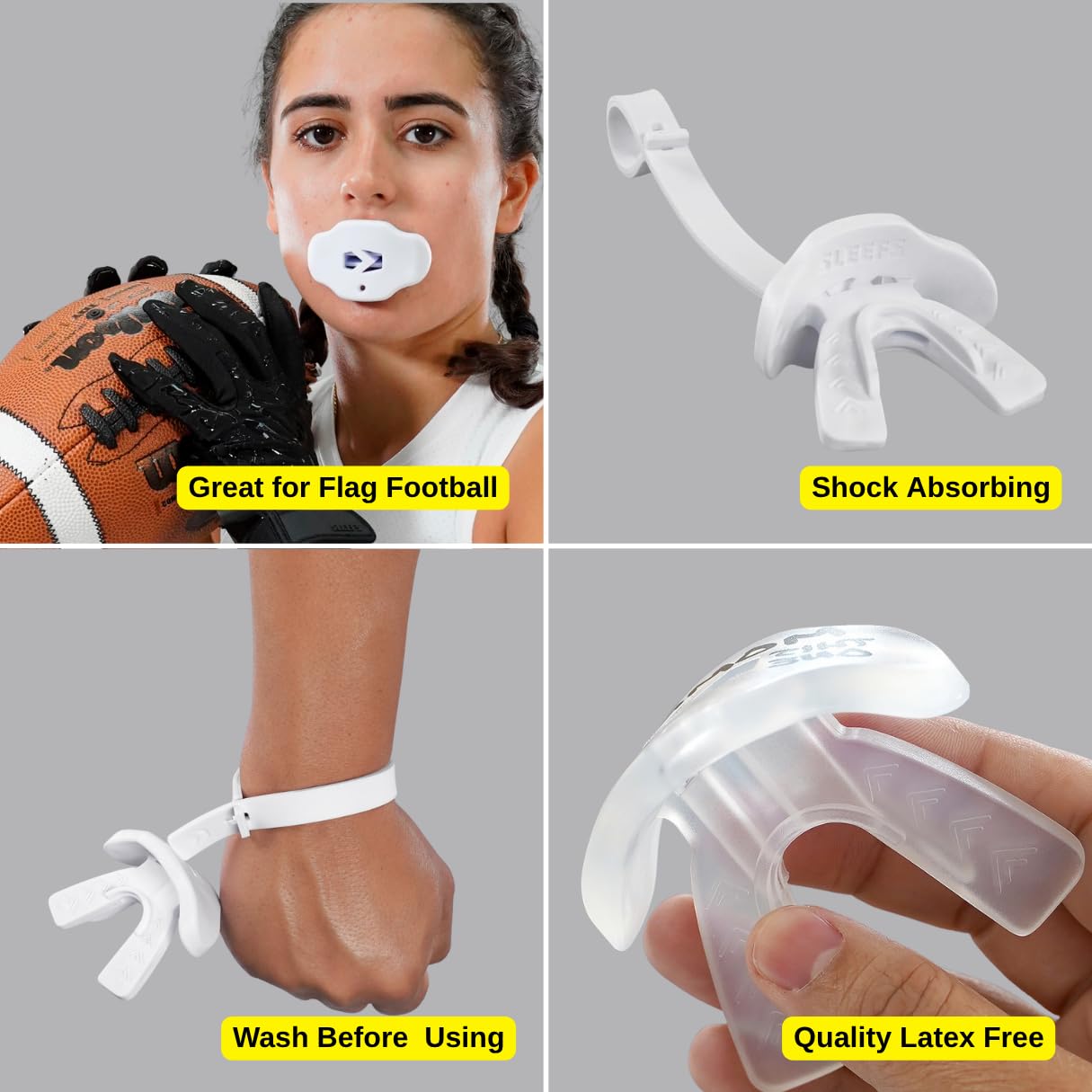 Football Mouth Guard – Lip Guard Football Mouthpiece with Strap – Breathable, Comfortable – Sleefs