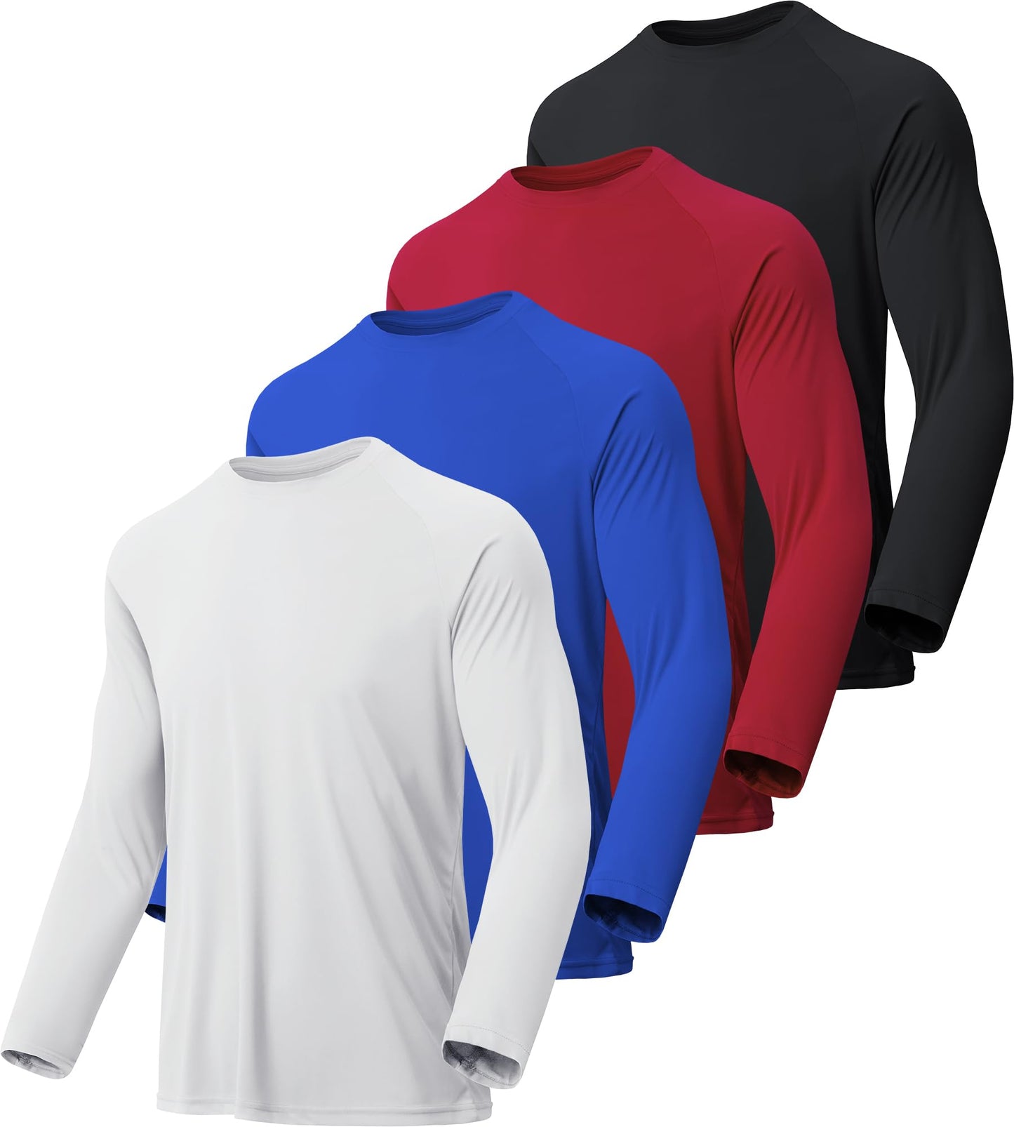 MLYENX 4 Pack Long Sleeve Shirts for Men UPF 50+ UV Sun Protection Quick Dry Moisture Wicking Workout Tee Shirts L