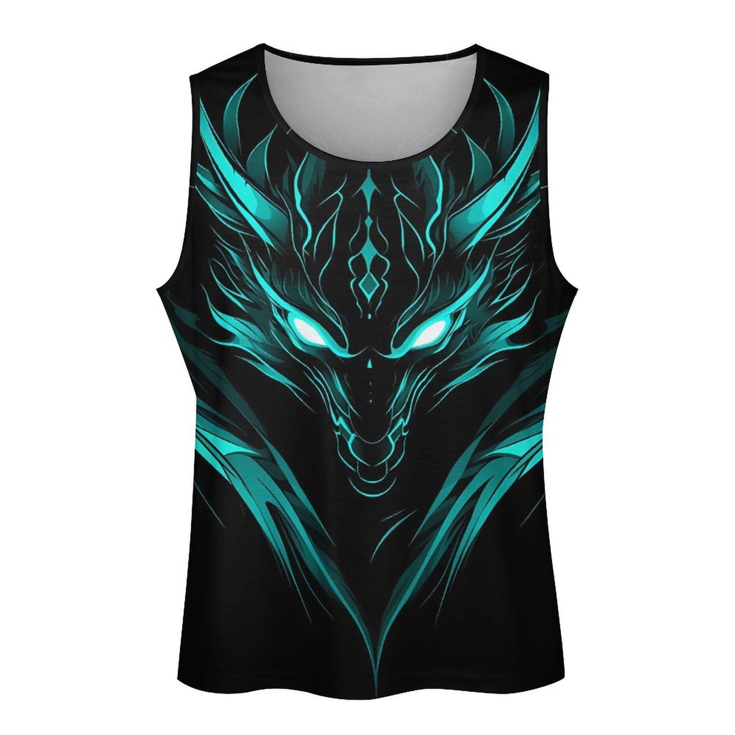 Bodybuilding Tank Tops for Men Dragon Print Crewneck Pullover Loose Fit Sleeveless Shirts Gym Yoga Summer Beach Breathable Lightweight Quick Dry Muscle Cotton Casual Stringer Shirts,S