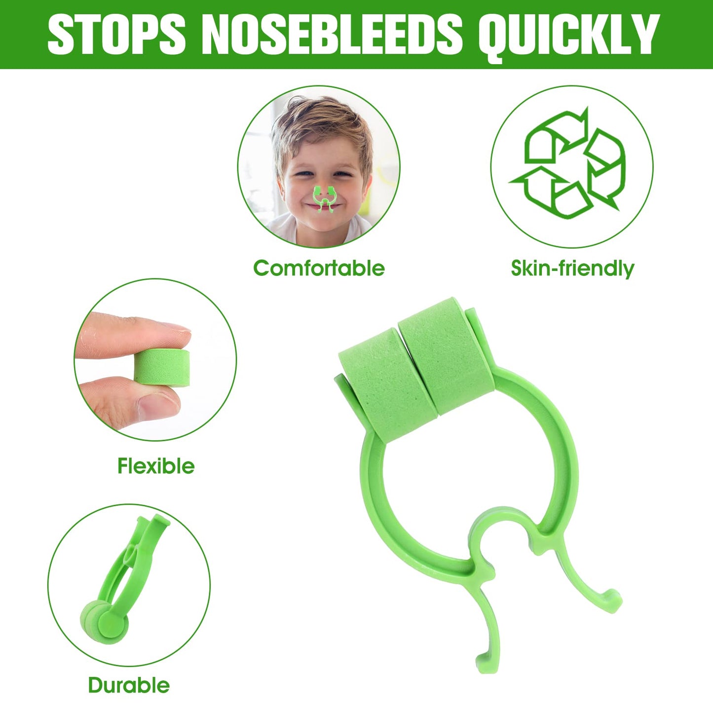 Thinp 10 Pieces Nose Stop Clips, Nose Bleed Stopper Swimming Nose Clip for Adult and Kids Nasal Nose Stopper Clips Plastic Foam Nose Clips for Emergency Accident or Bad Smells(Green)