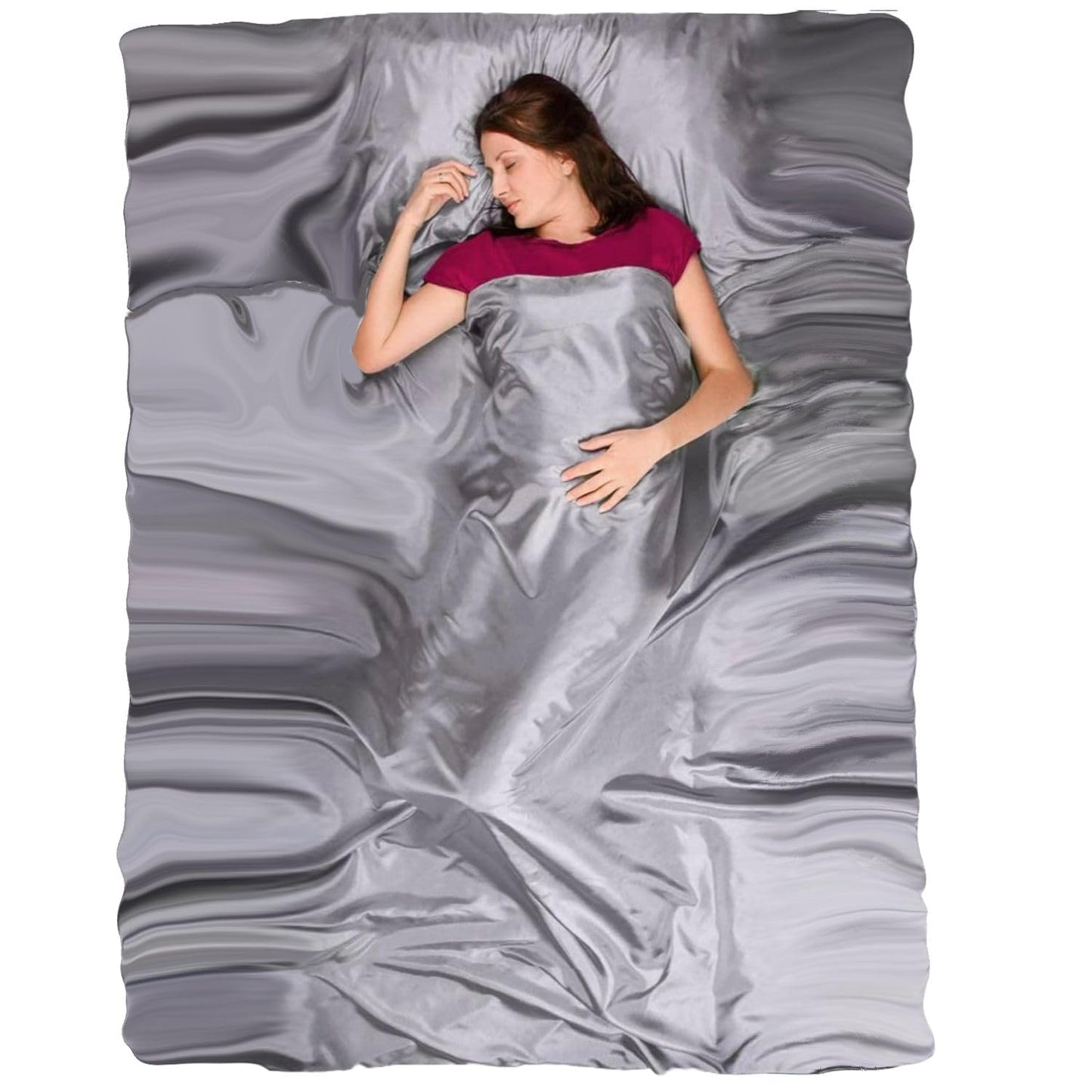 The Friendly Swede Sleeping Bag Liner - Adult Sleep Sack with Pillow Pocket, Lightweight Travel Sheets for Hotel, Camping Sheets and Backpacking Stuff Sack, Grey Polyester, Zipper, Double