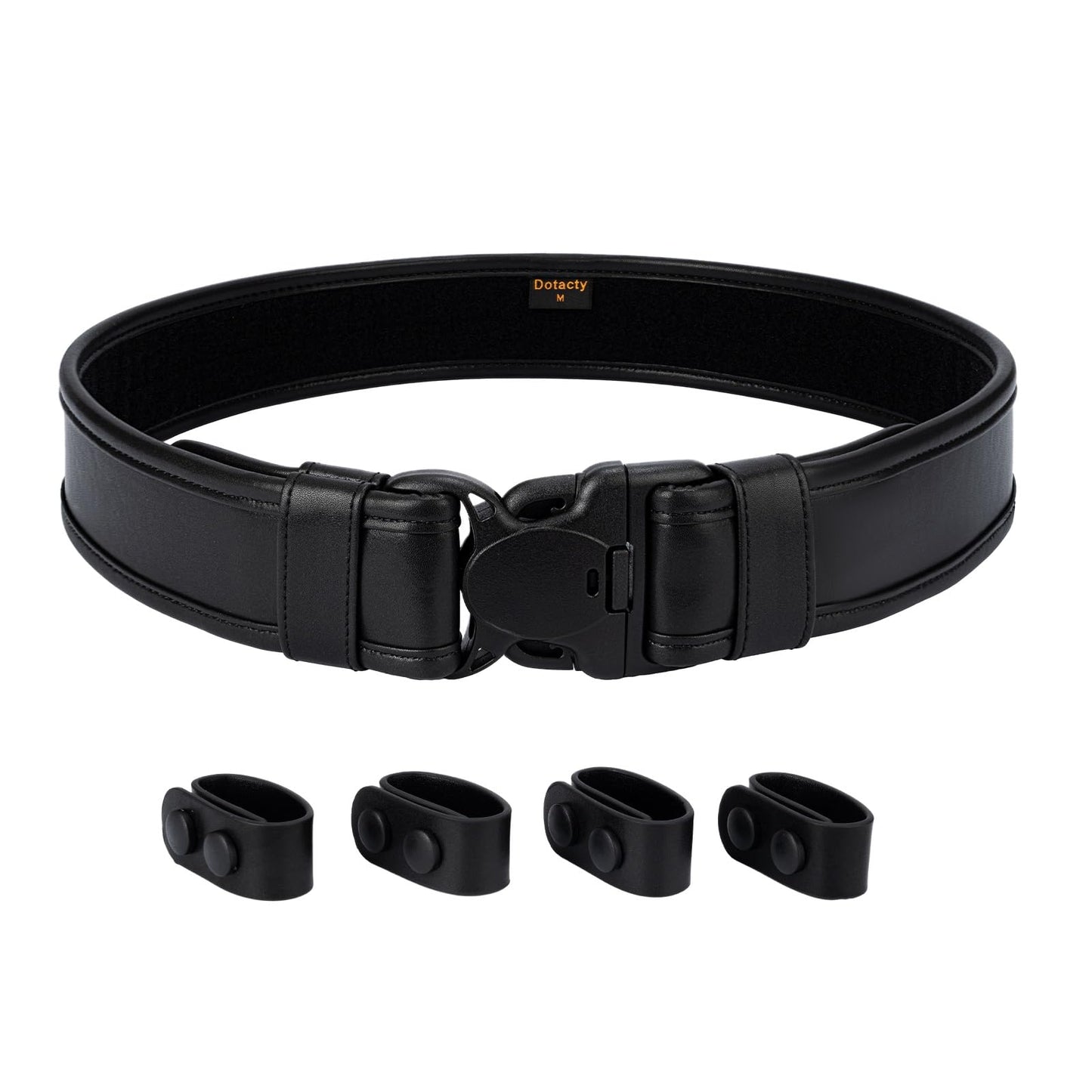 Dotacty Plain Black Police Duty Belts Law Enforcement Sheriff Security Work 2" Outer Belt w/Loop Lining Tri-Release Buckle 4 Keepers M