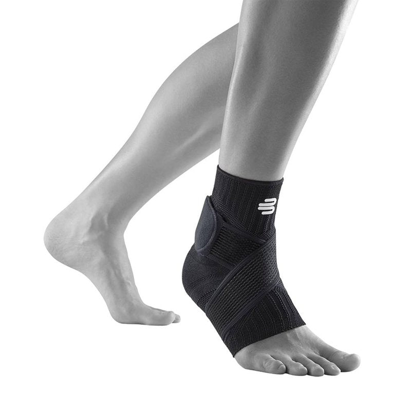 Bauerfeind Sports Ankle Support - Ankle Brace for Stabilization & Protection - Figure-8 Taping Strap - Targeted Compression - Lightweight & Durable (All Black, Medium/Right)