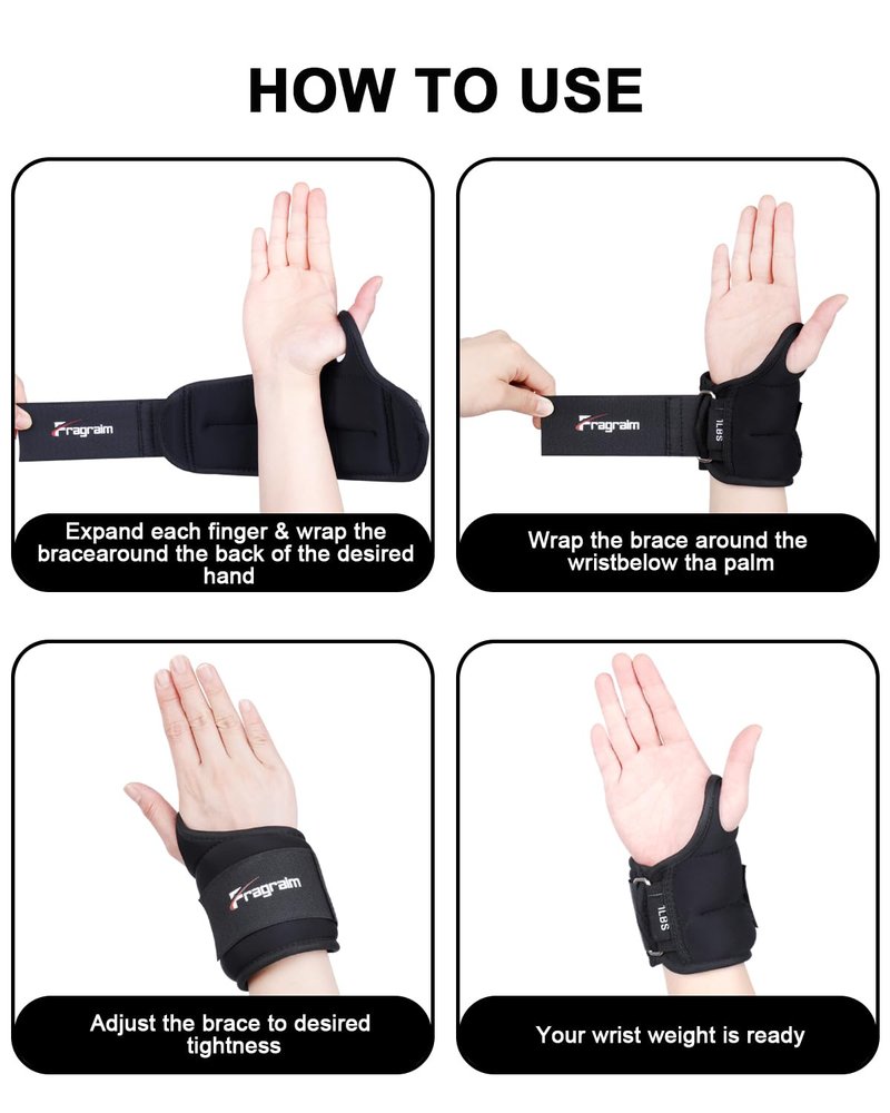 Fragraim Wrist Weights for Women Men with Thumb Loops Lock 2lb*2 Wrist and Ankle Weights Sets for Walking Running Strength Training Exercises- Black