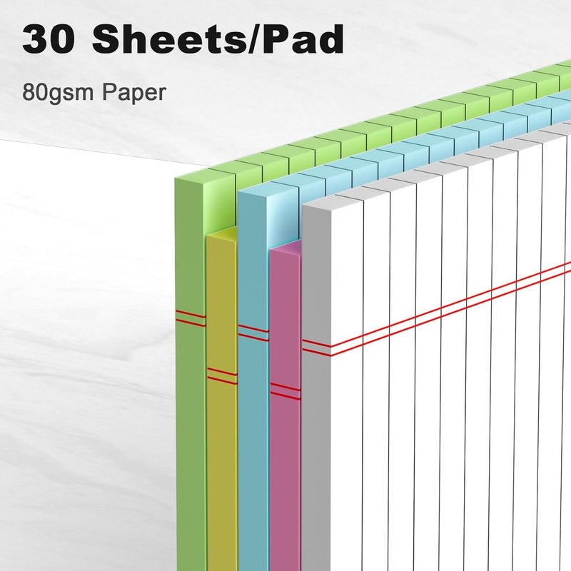 Small Note Pads - 5x8 College Ruled Notebooks | 5-Pack Perforated Writing Pads for School & Office