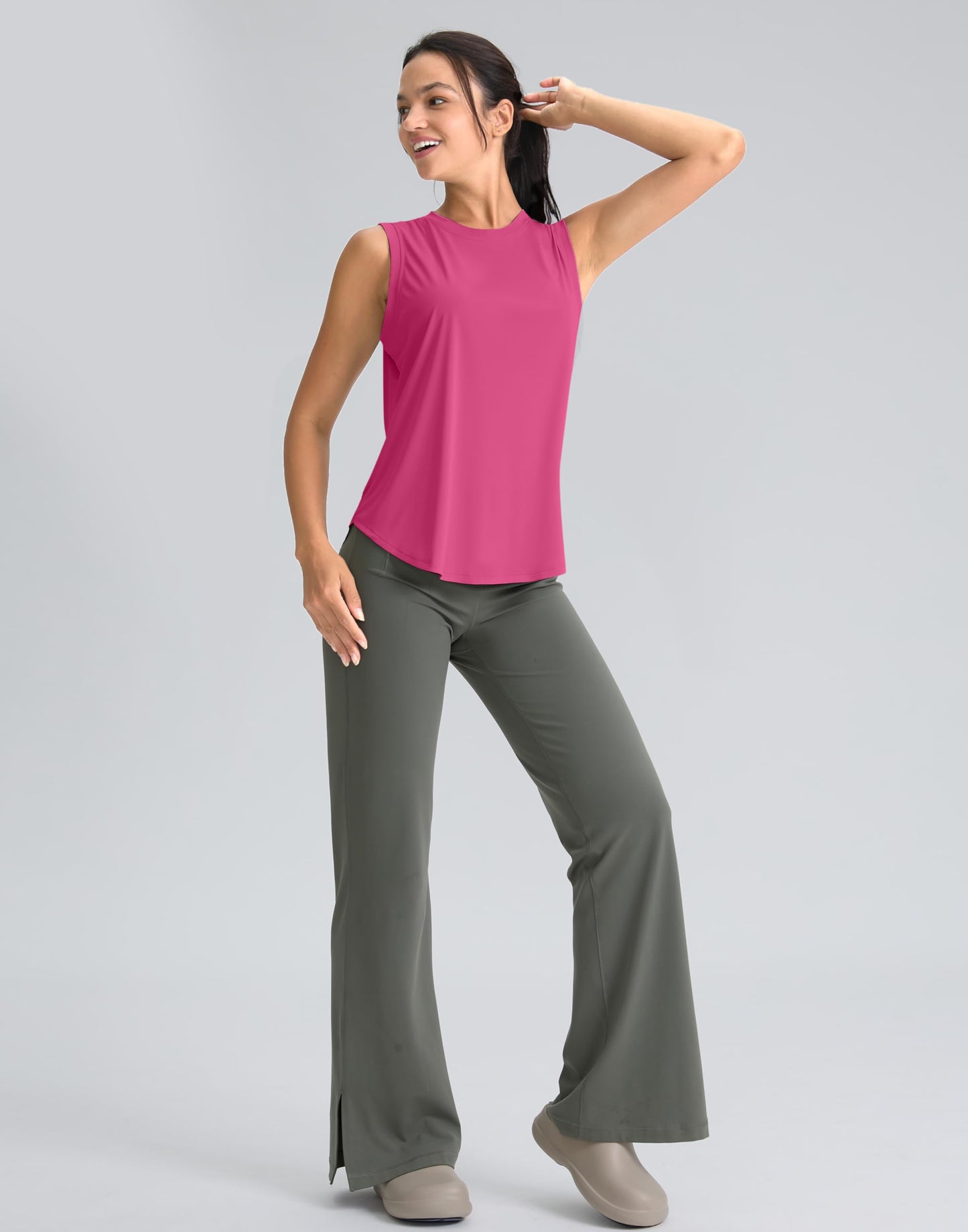 SANTINY Women's Workout Tops Athletic Gym Yoga Tank Tops (Rose_XS)