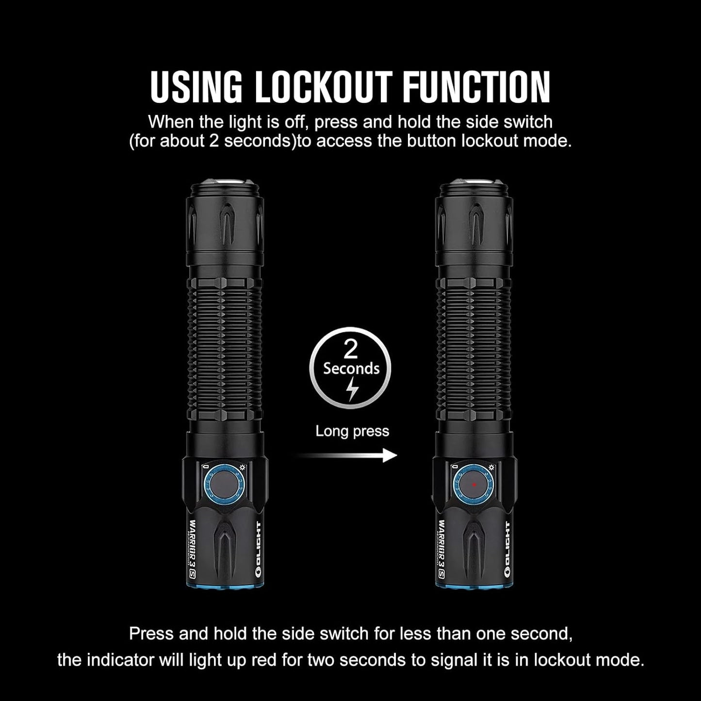 Olight Warrior 3S Tactical Flashlight - 2300 Lumens Rechargeable LED Light with Proximity Sensor | Compact Design (Black)