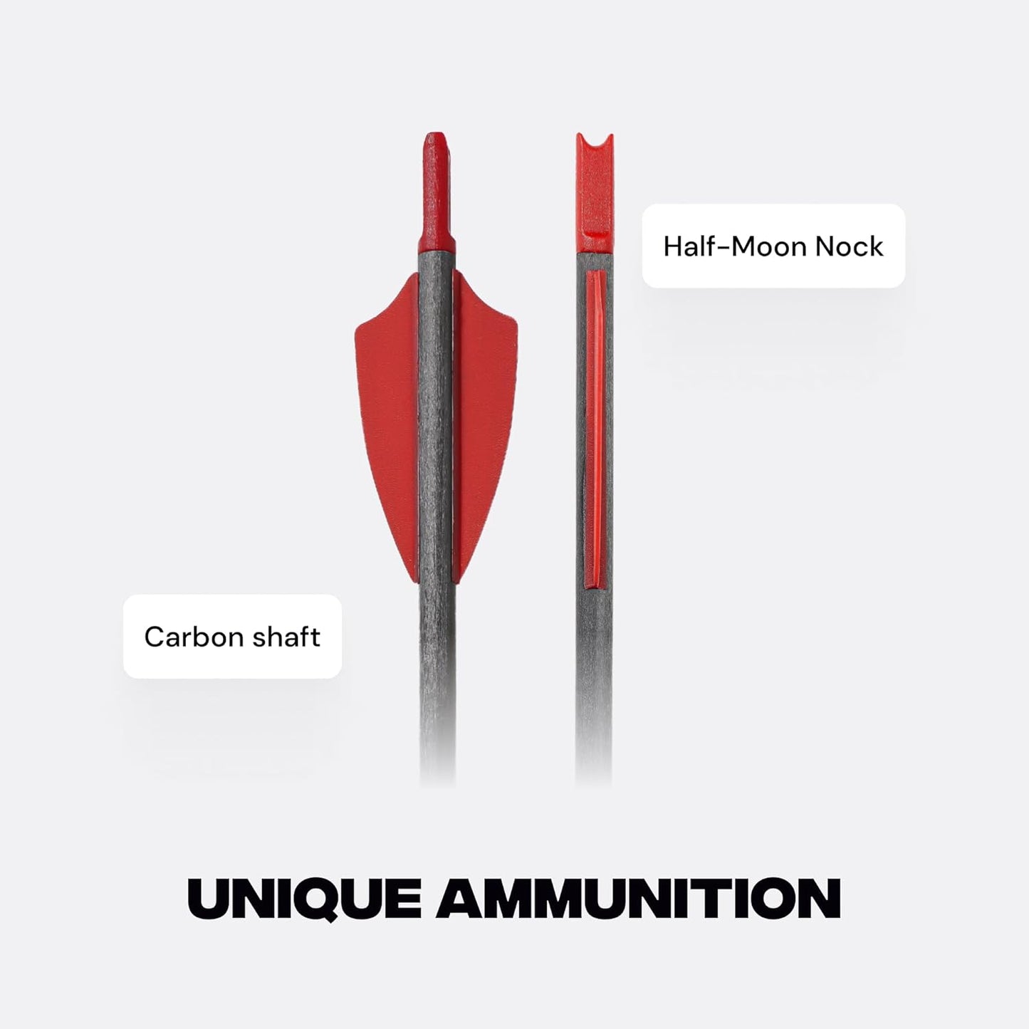 BALLISTA 10.5" Crossbow Bolts - Carbon Arrows with Half-Moon Nocks | OD 5.5mm for BAT Regular & Reverse