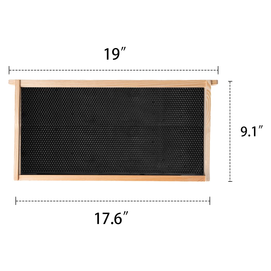 MayBee 20 Pack Honey Bee Frames with 100% Beeswax Coated Food Grade Foundation Sheets, Complete Unassembled Deep Beehive Frames and Foundations