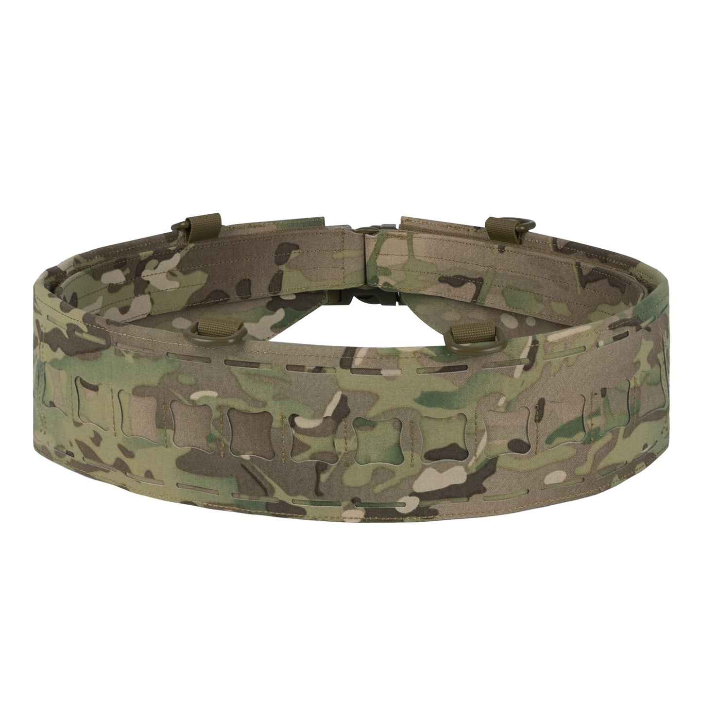 YAKEDA Tactical Battle Belt-3 in 1 Rigger Heavy Duty Combat Belt with 4 D-Rings for Work, Hunting & Outdoor,Training (Camou, S(30"-34"))
