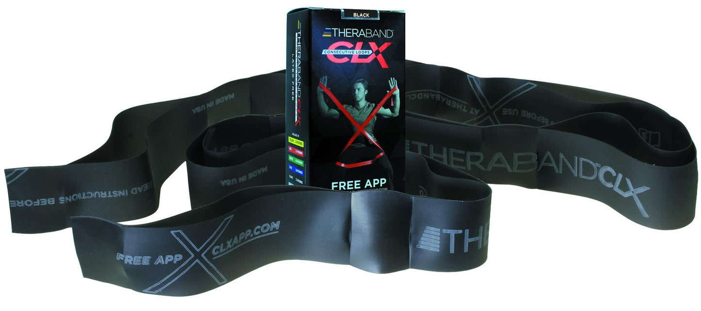 THERABAND CLX Resistance Band with Loops, 5 Feet, Blue, Extra Heavy, Non-Latex, Elastic Band for Exercise, Mobility & Rehab, Stretching, Home Workouts, Color-Coded for Easy Resistance Levels