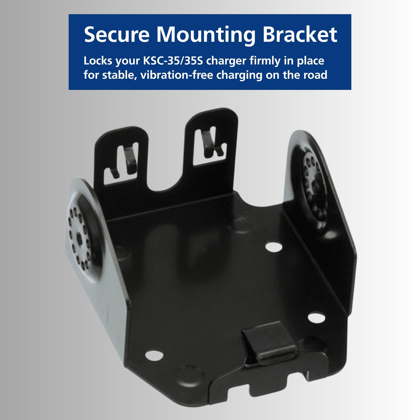 KENWOOD KVC-22 Vehicle Charger Adapter – 12V DC Mount for KSC-35/35S, Charges KNB-45L Battery or Radio, Bracket with DC Cable, Safety Bungee, Mounting Hardware, OEM