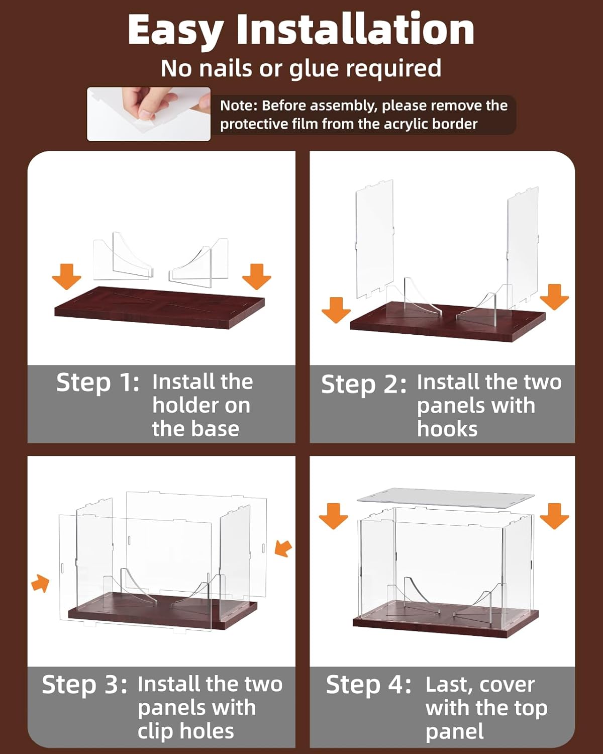 Acrylic Football Display Case - Full Size Stand Holder with Solid Wood Base | UV Protected for Fans & Collectors