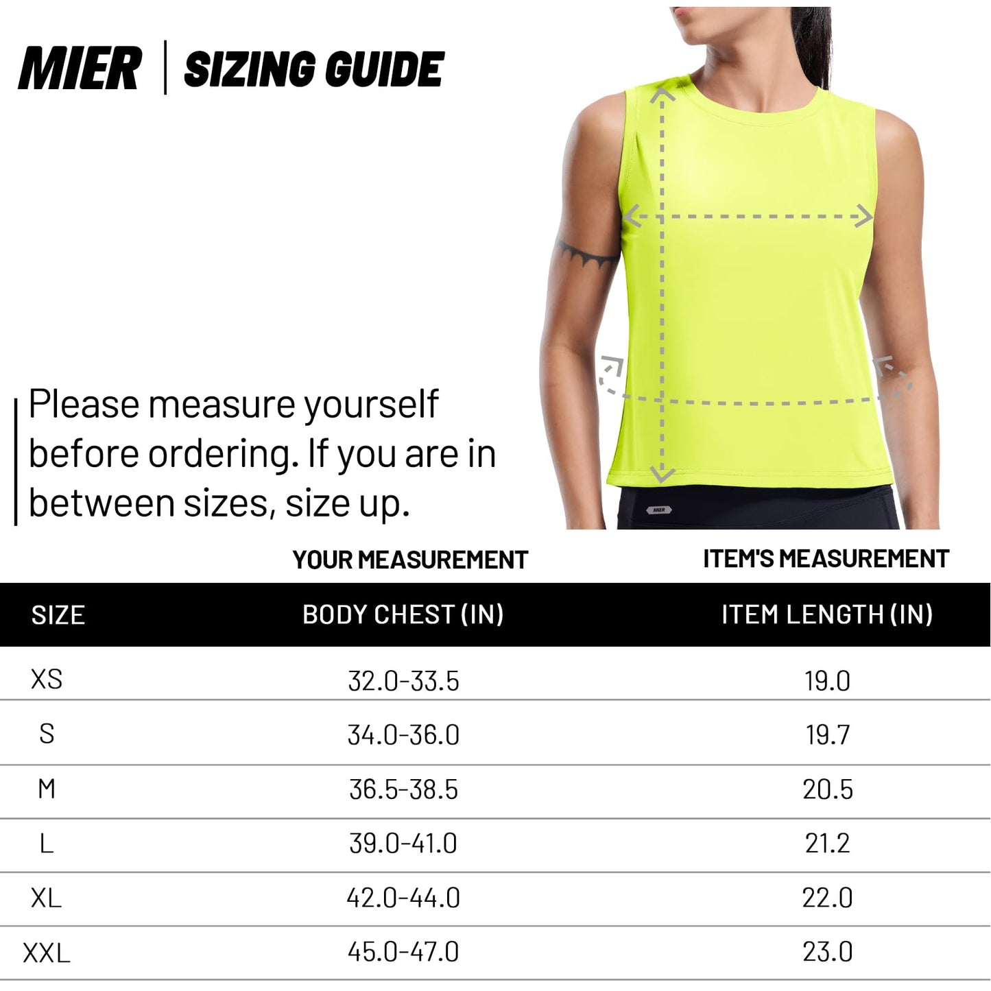 MIER Athletic Tops for Women Workout Tank Top Soft Sleeveless Running Gym Yoga Active Cool Tee Shirts, Neon Green L