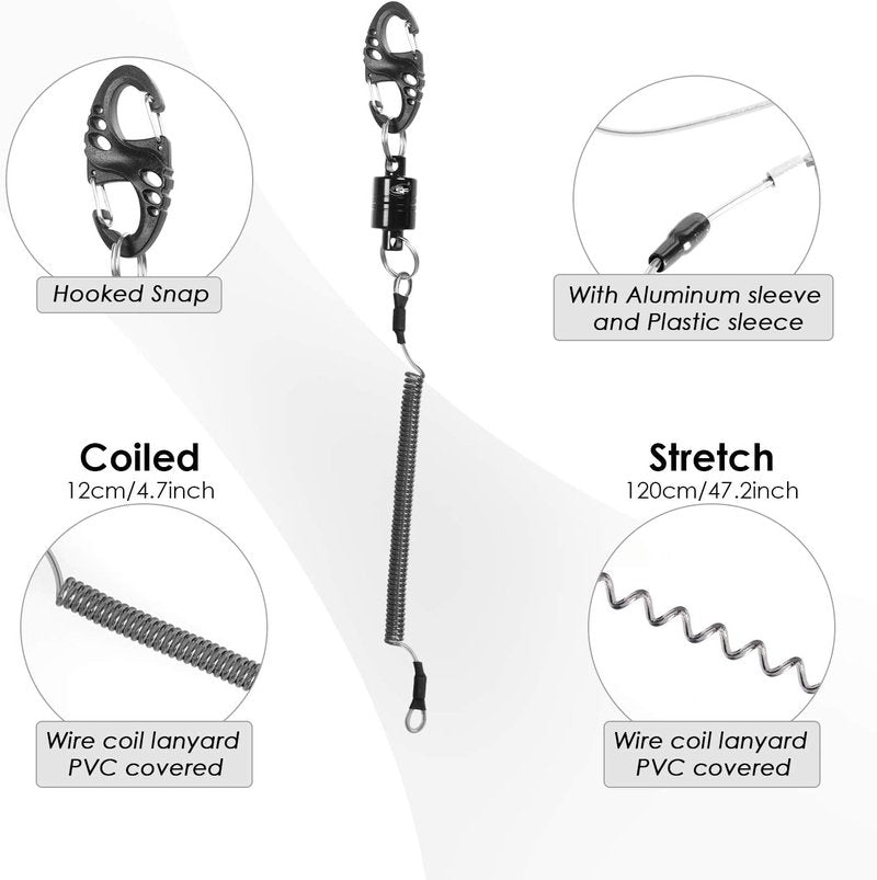 Magnetic Net Release Magnet Clip Holder - Strong Retractor with Coiled Lanyard | Green