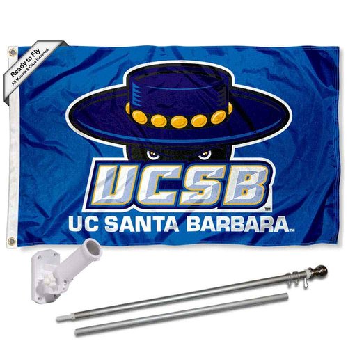 UC Santa Barbara Gauchos Flag with Pole and Bracket Holder University Set