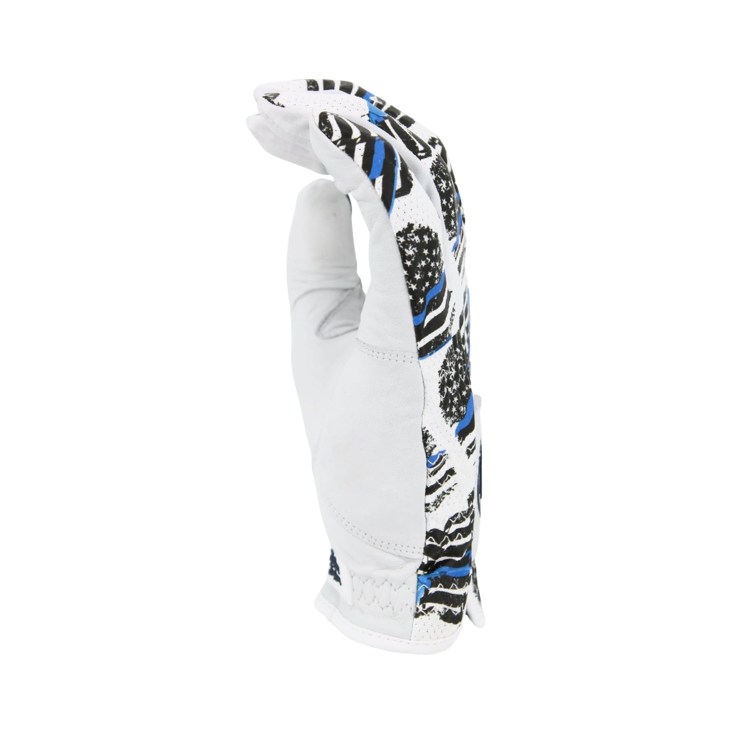 MULLIGAN HOOLIGAN® Men's Golf Glove | Premium Cabretta Leather & Mesh, Breathable Moisture-Wicking Comfort, Unique Standout Design for Men & Women (USA Blue Line, Large, Worn On Left Hand)