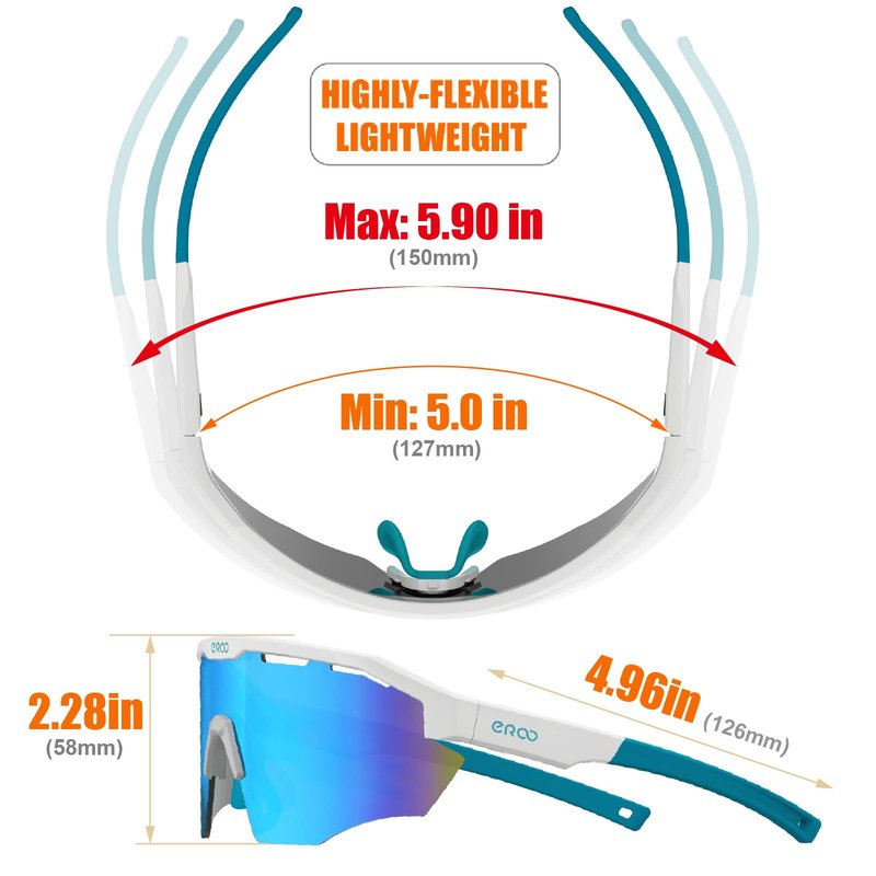 ER00 Baseball Sunglasses for Small Head Women Men Youth, Pickleball Running Softball MTB Cycling Ski Padel tennis outdoor Sports Shade UV400 F25V