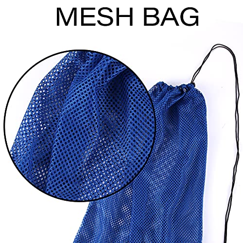 2 Packs Mesh Gear Bag for Snorkel Equipment, Oversized 18" x 27" Mesh Dive Bag Scuba Diving Bag Snorkel Bag Backpack for Snorkeling Gear, Fins, Swimming Gear, Beach and Sports Equipment (Black & Blue)