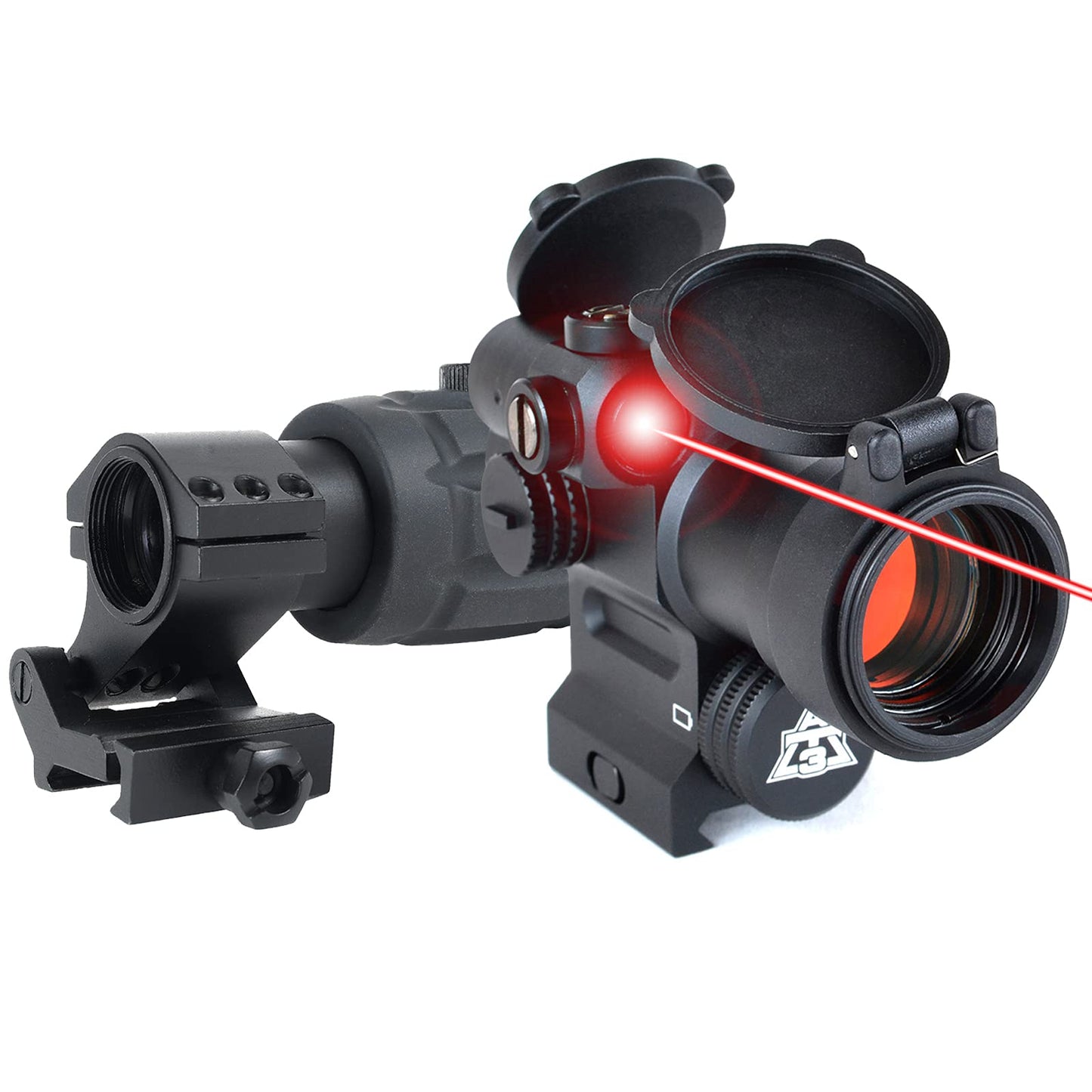 AT3 Magnified Red Dot with Laser Sight Kit - 2 MOA Red Dot with Laser Sight and 3X Magnifier (Red Laser)